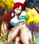 1_girl 1girl anime ass bitch clothed crossed_legs_(sitting) doctor erza_scarlet fairy_tail female female_only legs looking_at_viewer nurse nurse_cap nurse_outfit nurse_uniform sexy sitting slut solo