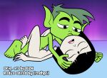  1boy 1girl beast_boy black_hair breast canon_couple cartoon_network closed_eyes cndesmondharper couple dc_comics dzk edit floor garfield_logan green_hair green_skin grey_skin kissing legs missionary navel nipple nude on_floor open_mouth rachel_roth raven_(dc) romantic romantic_couple sex short_hair sideboob tagme teen_titans teen_titans_go vaginal 