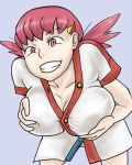 1girl akane_(pokemon) big_breasts breasts cleavage humans_of_pokemon mega_milk pokemon titty_monster whitney_(pokemon)