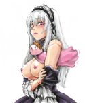  1girl armpit_sex breasts female gake_no_ue_no_ponyo hairband lipstick makeup nipples osakana osakana_(denpa_yun'yun) pink_eyes rozen_maiden silver_hair solo suigintou what 