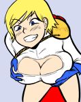 1girl big_breasts blonde_hair blue_eyes breasts dc_comics hair justice_society_of_america mega_milk power_girl short_hair titty_monster