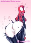  1girl 2023 anus ass big_ass chickpea color colored expressive_mask female_only gradient_background heroine huge_ass light-skinned_female looking_back looking_over_shoulder marvel marvel_comics masked_female mayday_parker pink_background presenting_hindquarters pussy simple_background spandex spider-girl spider-man_(series) spider_sense superhero_costume superheroine torn_clothes uncensored wardrobe_malfunction wide_eyed zentai 