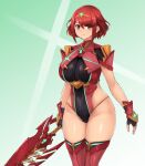  1girl alluring angoha big_breasts female_only looking_at_viewer milf nintendo nurutekan pyra red_eyes red_hair short_hair xenoblade_(series) xenoblade_chronicles_2 