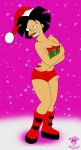 amy_wong bigtyme black_hair boots christmas futurama hat lipstick mistletoe red_lipstick santa_hat short_hair snow solo