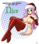  blue_eyes boots christmas gloves hat long_hair pink_hair santa_boots santa_hat 