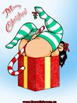 bbw candy candy_cane christmas lipstick long_hair present red_lipstick solo