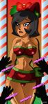 black_hair christmas elf hat lipstick panties red_panties red_underwear shiny shiny_skin short_hair solo underwear x^j^kny_(artist)