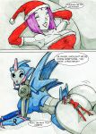  arcee ass blue_eyes boots christmas christmas_outfit closed_eyes comic dc_comics funny gloves goth grey_skin looking_back looking_down purple_hair raven_(dc) robot santa_costume santa_hat short_hair teen_titans transformers transformers_prime 