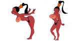 2girls aladdin_(series) bimbettes black_hair breasts dancing dark_hair dark_skin disney hair_ribbon nipples nude photoshop thong