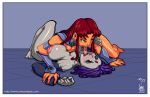 2_girls 2girls @$$ big_breasts breasts dc_comics dcau female_only french_kiss green_eyes grey_skin ivan_flores laying nude orange_skin pennicandies raven_(dc) sex starfire teen_titans yuri