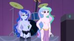 2_girls breasts duo equestria_girls female female_only female_teacher friendship_is_magic garter_belt long_hair microphone mostly_nude my_little_pony no_bra panties princess_celestia princess_celestia_(mlp) princess_luna princess_luna_(mlp) principal_celestia sisters standing stockings teacher topless vice_principal_luna