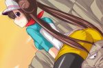 1girl 3:2_aspect_ratio ass big_breasts blue_eyes blush breasts brown_hair clothed_masturbation clothing creatures_(company) crossed_arms dry_humping dutch_angle extreme_content female female_focus female_masturbation female_pervert game_freak gen_1_pokemon geodude graveler hairbun humans_of_pokemon humping interspecies long_hair looking_back masturbation medium_breasts mei_(pokemon) nintendo nishi_koutarou non_nude painttool_sai_(medium) pantyhose pervert pokemon pokemon_(anime) pokemon_(game) pokemon_black_2_&_white_2 pokemon_black_and_white pokemon_bw pokemon_bw2 pokemon_character pokemon_species pokephilia porkyman protagonist_(pokemon) rosa_(pokemon) sideboob sitting solo_focus sweat tied_hair twintails viewed_from_behind visor_cap