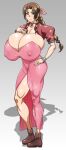  aerith_gainsborough brown_hair final_fantasy gigantic_breasts green_eyes nata single_braid 