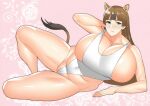 anthro blue_eyes brown_hair fox_girl gigantic_breasts hyracothenum kemono_friends nata tail