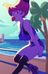  1girl 1girl beach bubble_gum dc_comics jinx ocean pink_hair playzholder roller_skates teen_titans 