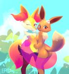 2_girls ass b-epon blep braixen breasts brown_body brown_fur cream_fur creatures_(company) cute eevee featureless_breasts featureless_crotch female_only floatie flower_in_hair fluffy_tail furry furry_female furry_only game_freak gen_1_pokemon gen_6_pokemon grey_fur hug inner_ear_fluff looking_at_viewer mlem neck_fluff nintendo one_eye_closed orange_eyes orange_fur pokémon_(species) pokemon pokemon_(game) pokemon_(species) pokemon_rgby pokemon_xy signature small_breasts tail tongue tongue_out white_fur wholesome wink winking winking_at_viewer yellow_body yellow_fur yuri