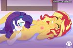 2girls blush breasts clenched_teeth closed_eyes equestria_girls female/female friendship_is_magic multiple_girls my_little_pony nude oral pussylicking rarity sunset_shimmer theminus yuri