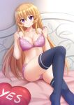 1girl bra high_socks kazenokaze nakiri_erina panties purple_eyes shokugeki_no_souma strawberry_blonde_hair underwear