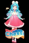  1girl ai_generated blue_hair chessivt dark_background female_only full_body green_eyes long_hair owozu text vtuber 