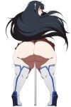 1girl 1girl 1girl ass big_ass big_ass black_eyes black_hair bottomless clothed_female female_focus female_only high_heels high_res khexxi kill_la_kill kiryuuin_satsuki large_ass long_hair looking_at_viewer looking_back simple_background skirt solo_female solo_focus stockings tagme teen thick_thighs upskirt white_background wide_hips