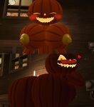  1girl 1girl ass five_nights_at_freddy&#039;s jack_o_pumpkin_(fnaf) looking_at_viewer looking_back nude pumpkin pumpkin_girl pumpkin_head 