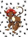 :-3 all_fours animal_ears anime blue_eyes cat_ears cat_tail catgirl computer_mouse dark_skin escaflowne furry merle mouse nude pink_hair short_hair smile tail tenkuu_no_escaflowne