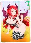 ass big_breasts breasts claudiali demon_girl demon_tail grin horns kevin_paintart light-skinned_female light_skin looking_at_viewer red_eyes red_hair short_skirt skirt streamer virtual_youtuber vtuber