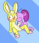  anthro balls blush cuddles cuddles_(htf) cum furry handjob happy_tree_friends kiss male/male mr_rottson penis rabbit sweat text toothy toothy_(htf) 