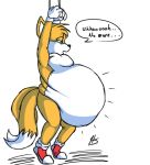 bondage chubby fox furry huge_belly miles_"tails"_prower morbidly_obese no_sex plump tied_up