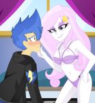 1boy 1girl blush bra breasts equestria_girls female flash_sentry flash_sentry_(mlp) fleur_de_lis fleur_de_lis_(mlp) friendship_is_magic indoors long_hair male mostly_nude my_little_pony panties underwear