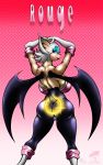 anthro areola ass bat big_breasts boots breasts butt elbow_gloves eyewear female gloves graphicbrat hanging_breasts happy happy_face lips looking_at_viewer looking_back plain_background pose pussy rouge_the_bat sega sonic_(series) wide_hips