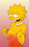 breasts erect_nipples evilweazel_(artist) flashing lisa_simpson no_bra pearls the_simpsons yellow_skin