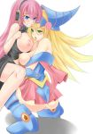  2girls areolae artist_request ass bad_id black_magician_girl blonde_hair blue_eyes blush breasts crossover dark_magician_girl drooling duel_monster green_eyes large_breasts long_hair luka_megurine megurine_luka multiple_girls no_panties pink_hair tongue vocaloid yu-gi-oh! yuri yuu-gi-ou yuu-gi-ou_duel_monsters 