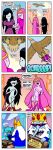 adventure_time aqua_eyes black_hair blue_skin boots breasts comic covering_breasts covering_crotch embarrassing funny ice_king long_hair marceline monster nude pale_skin panties pink_hair pink_skin princess_bubblegum small_breasts smile stockings surprise tiara topless torn_clothes torn_clothing underwear vampire white_hair white_panties