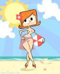 beach beach_ball breasts debbie_turnbull drew_gardner_(artist) nude pussy robotboy solo wide_hips