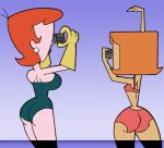 ass big_breasts bikini breasts crossover debbie_turnbull dexter's_laboratory dexter's_mom milf pink_bikini robotboy swimsuit wide_hips