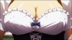 akaza_chacha amaya_haruko animated assisted_exposure big_breasts blue_eyes bouncing_breasts breast_grab breasts closed_eyes gif grabbing grey_hair happy huge_breasts long_hair maid maken-ki! nipples open_mouth purple_hair ribbon undressing