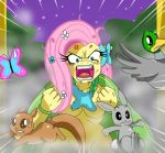 blue_eyes butterfly duck equine female fluttershy fluttershy_(mlp) friendship_is_magic hair horse insect lagomorph my_little_pony pegasus pink_hair pony rabbit rage rodent squirrel sssonic2 sweat sweatdrop