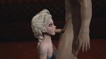 16:9_aspect_ratio 3d babe blue_eyes blush braid cleavage disney disney_princess elsa elsa_(frozen) fellatio fellatio frozen_(movie) indoors looking_at_partner open_eyes partially_clothed penis penis_in_mouth sucking sucking_penis teen veiny_penis white_hair