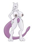 2012 angelthecatgirl big_breasts breasts female mewtwo nipples nude plain_background pokemon purple_eyes white_background