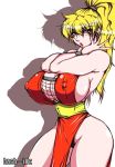 bash-inc big_breasts blonde blonde_hair blush breasts capcom cleavage erect_nipples final_fight fishnet_top fishnets genryuusai_maki huge_breasts large_breasts maki_(final_fight) panties thick_thighs thighs underwear