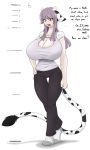  angelthecatgirl big_breasts breasts cow_ears cow_girl cow_horns cow_print cow_tail hair horn horns huge_breasts kesta_kemeshi looking_at_viewer purple_hair tail yellow_eyes 