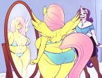 ass big_breasts bikini breasts butt chubby couple equine female fluttershy_(mlp) friendship_is_magic horn horse huge_breasts mirror my_little_pony overweight pegasus pony rarity_(mlp) reflection sheela sideboob skimpy unicorn wings