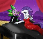 anthro blush dragon dress equine eye_contact female friendship_is_magic horn horse looking_at_each_other male microphone my_little_pony necklace piano pony rarity spike sssonic2 unicorn