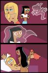  black_hair blonde_hair blush breasts comic danny_phantom dark_danny ghost lipstick long_hair nipples nude paulina red_eyes red_lipstick smile star_(danny_phantom) surprise toongrowner topless 