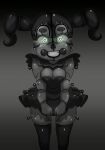  big_breasts black_and_white breasts_pressed_together five_nights_at_freddy&amp;#039;s glowing_eyes miniskirt oddrich pressed_boobs robot_girl robot_joints stockings twin_tails 