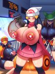  4girls bandanna bike_shorts blue_(pokemon) blue_eyes blue_hair breast_expansion breasts brown_eyes brown_hair creatures_(company) dawn_(pokemon) erect_nipples female_protagonist_(let&#039;s_go_eevee) female_protagonist_(let&#039;s_go_pikachu) female_protagonist_(pokemon_rgby) game_freak gigantic_breasts green_(pokemon) haruka_(pokemon) hat hikari_(pokemon) huge_breasts humans_of_pokemon lactation leaf_(pokemon) let&#039;s_go_eevee let&#039;s_go_pikachu may_(pokemon) milking_machine multiple_girls nintendo nipples npc_trainer pokemon pokemon_(anime) pokemon_(game) pokemon_black_and_white pokemon_bw pokemon_diamond_pearl_&amp;_platinum pokemon_dppt pokemon_ranger pokemon_red_green_blue_&amp;_yellow pokemon_rgby pussy_juice raion-san scarf short_hair skin_tight spread_legs video_game_character 