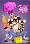  big_breasts blue_eyes blush boob_hat bra breasts cat clothing english_text feline female grope hair horn huge_breasts imminent_handjob imminent_sex koopa male mandy_koopa mario_bros nintendo pants pink_hair red_eyes slb tail text turtle two_tone_hair underwear video_games 