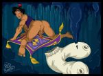 aladdin aladdin_(series) anus ass bent_over bottomless_male disney magic_carpet penis redbones_(artist) wardrobe_malfunction