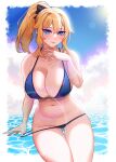 aimless_(artist) alluring beach big_breasts bikini blue_sky genshin_impact insanely_hot jean_gunnhildr ocean sun wet